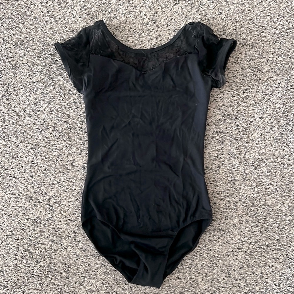 Black lace cap sleeve leotard size XS/S